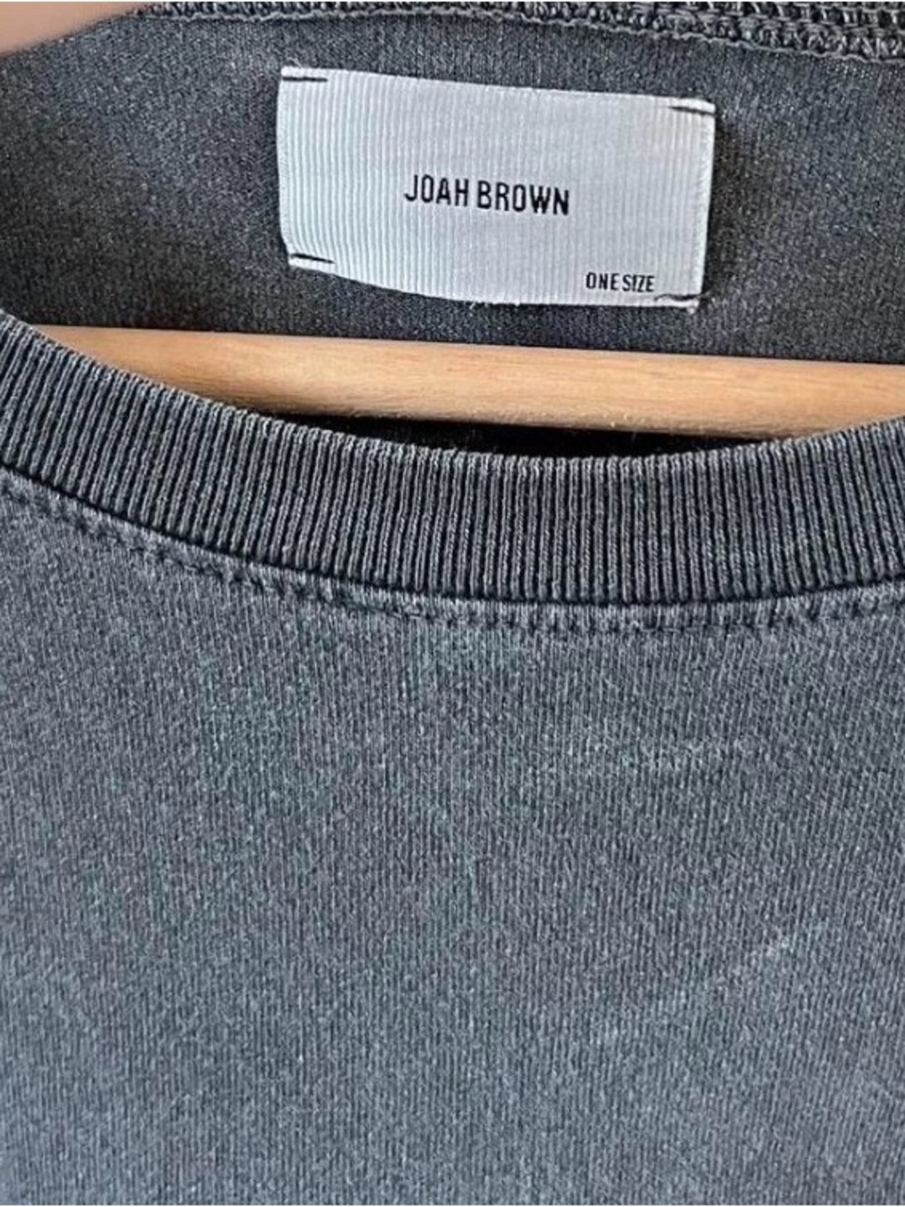 Joah Brown Washed Charcoal Boxy Crew Tee - Picture 5 of 5